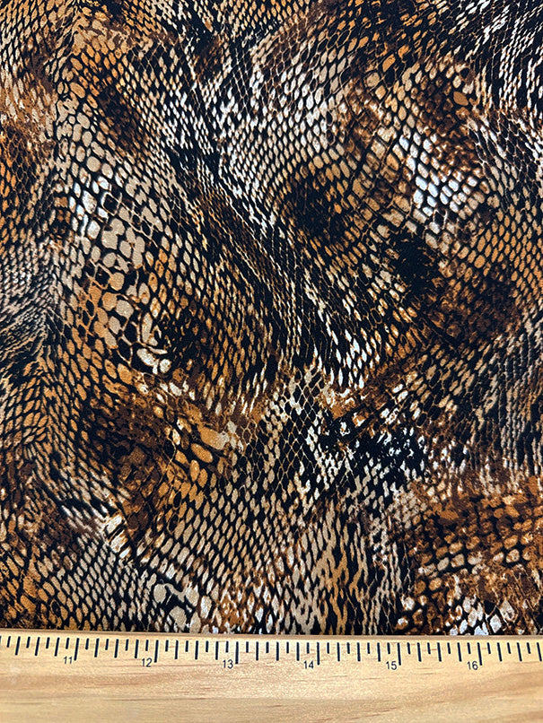 Brown Multi Snakeskin Animal Print Poly Georgette Fabric