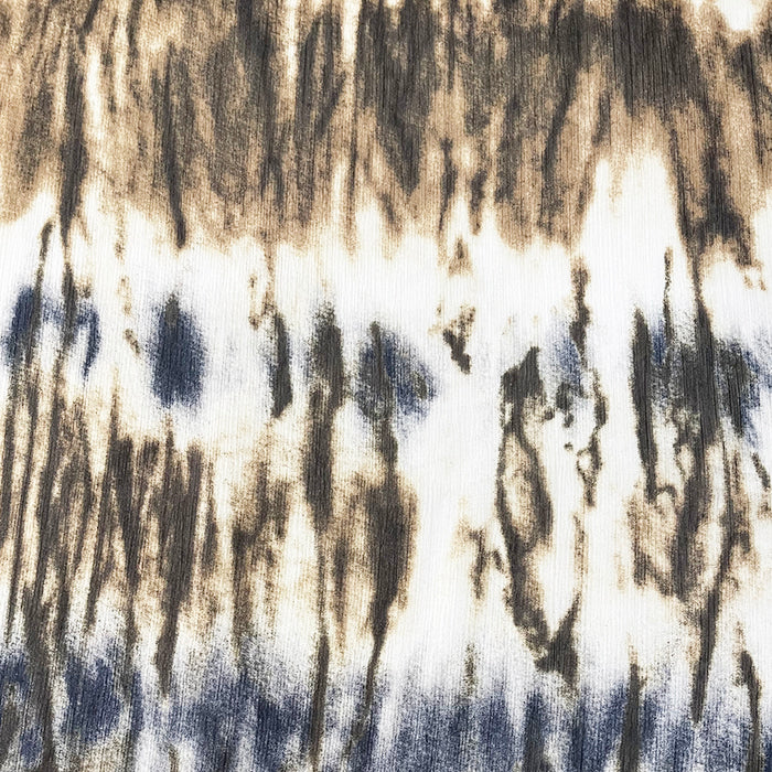 White Multi Tie Dye Crinkled Print Chiffon Fabric