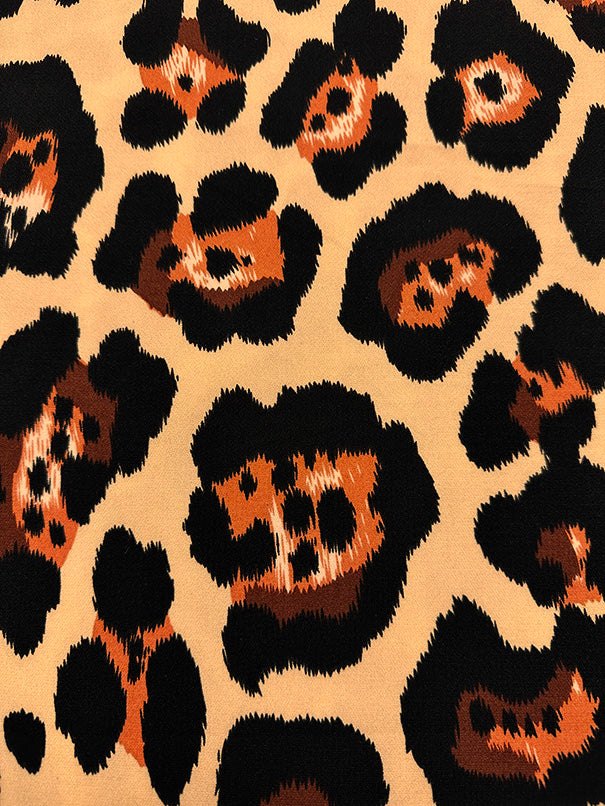 Beige Large Multi Animal Print Poly Georgette Fabric