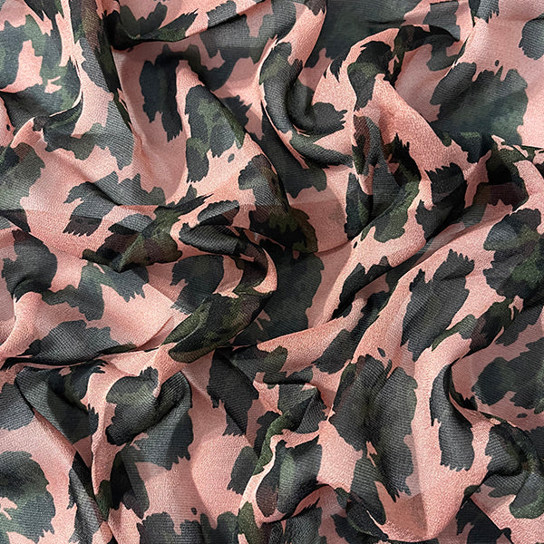 2 1/2 YD PC-Pink Multi Chiffon Print Fabric