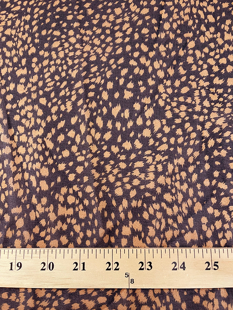 Rust and Black Brushstroke Print Chiffon Fabric