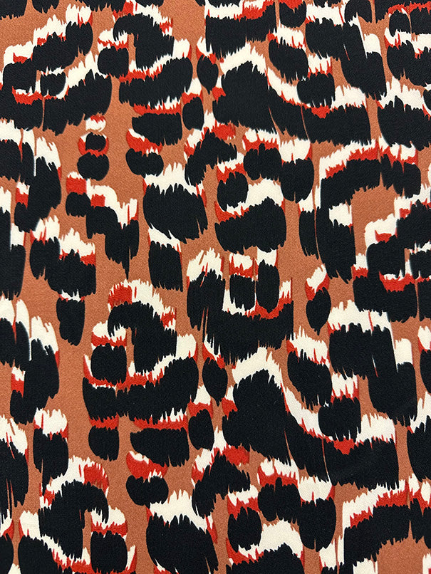 Rust Multi Print Poly Georgette Fabric