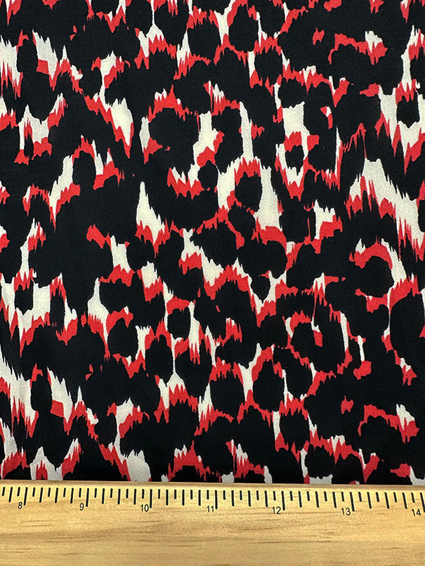 Red Multi Print Poly Georgette Fabric