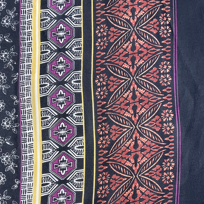 Black Multi Pattern Stripe Print Chiffon Fabric