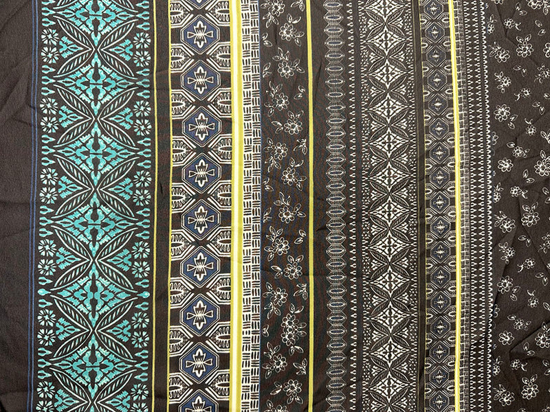 Navy Multi Stripe Poly Print Chiffon Fabric