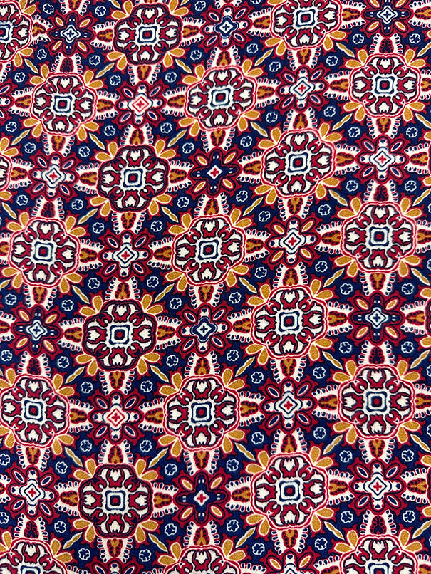 Red and Blue Multi Print Poly Georgette Fabric