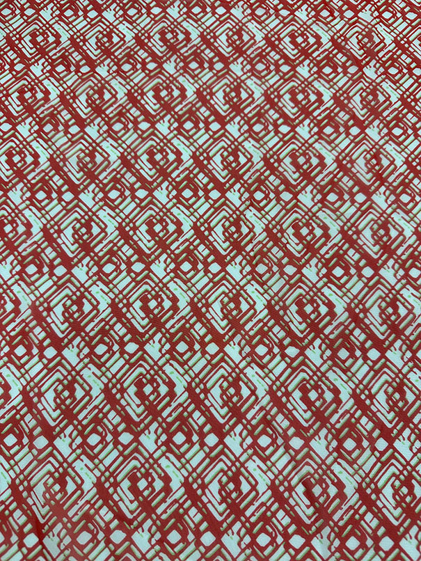 Red Diamond Poly Print Chiffon Fabric