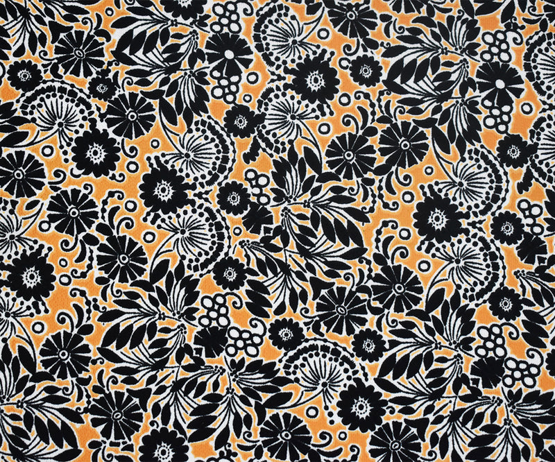 Yellow-Multi Floral Printed Stretch Poly Spandex Ghost Crepe Woven Fabric