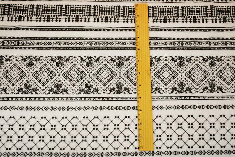 White-Black Nylon Diamond Multi Printed Tulle Mesh Knit Fabric