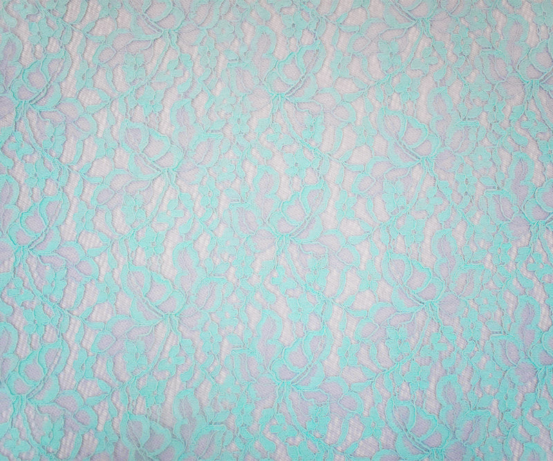 3 1/4 YD PC-Light Blue Nylon Cotton Floral Crochet Lace Knit Fabric
