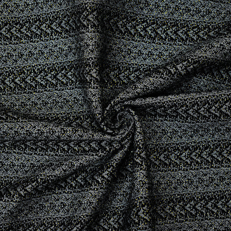Black-White-Gold Rayon Blend Stretch Lace Stripe Bengaline Jacquard Fabric