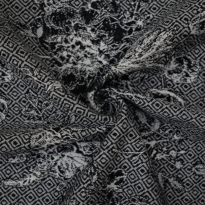 3 1/4 YD PC-Black-White Rayon Blend Stretch Floral Diamond Bengaline Jacquard Fabric