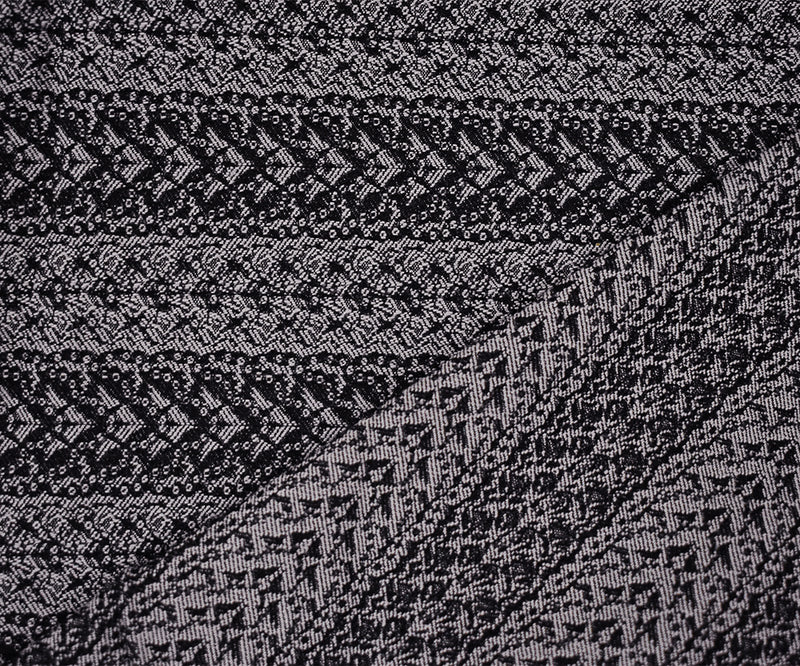Black-Gray Rayon Blend Stretch Lace Stripe Bengaline Jacquard Fabric