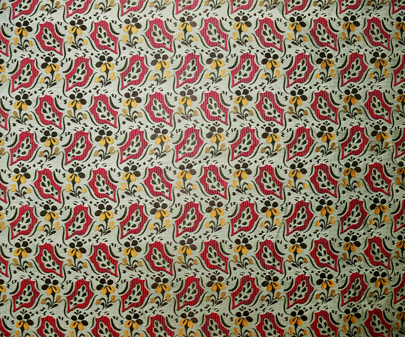 Gray-Red-Multi Polyester Abstract Floral Jacquard Woven Fabric
