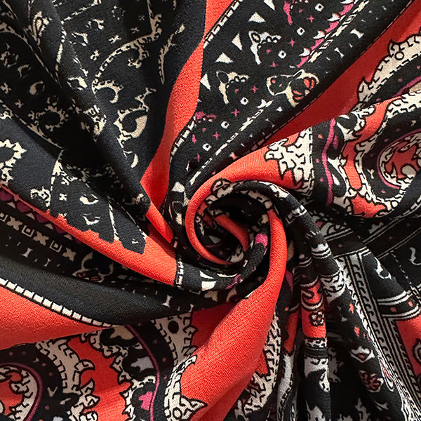 Hot Pink Multi Geometric Print ITY Jersey Knit Fabric