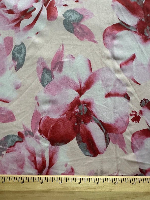 Pink Floral Print ITY Jersey Knit Fabric