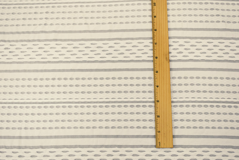 Light Ivory Rayon Blend Stretch Spandex Mesh Striped Crochet Knit Fabric