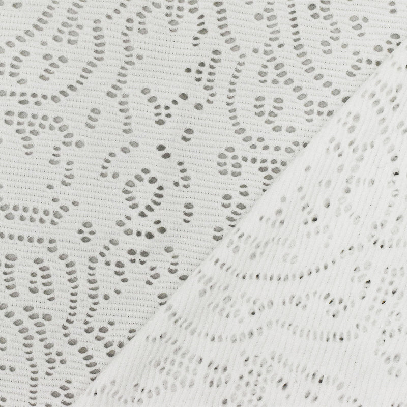 1 5/8 YD PC-Milk White Medallion Floral Stretch Nylon Crochet Knit Fabric