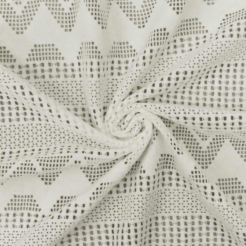 Rice Ivory Stripe Chevron Stretch Nylon Crochet Knit Fabric