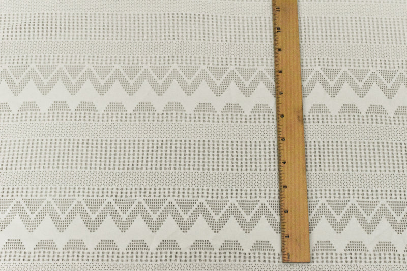 Rice Ivory Stripe Chevron Stretch Nylon Crochet Knit Fabric