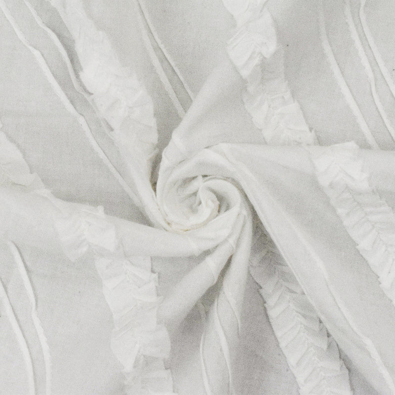 1 3/4 YD PC-Slate White Diagonal Stripe Ruffle Cotton Woven Fabric
