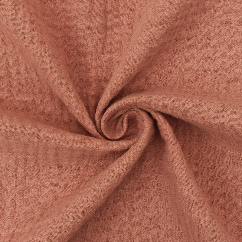 3 YD PC-Coral Pink Solid Cotton Crinkle Double Weave Woven Fabric