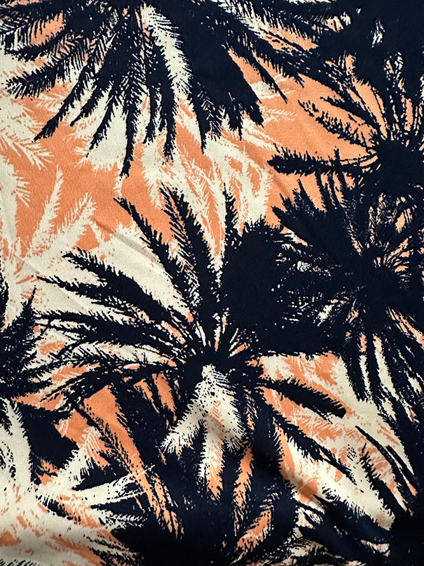 Black and White Water Lily Print Scuba Knit Fabric