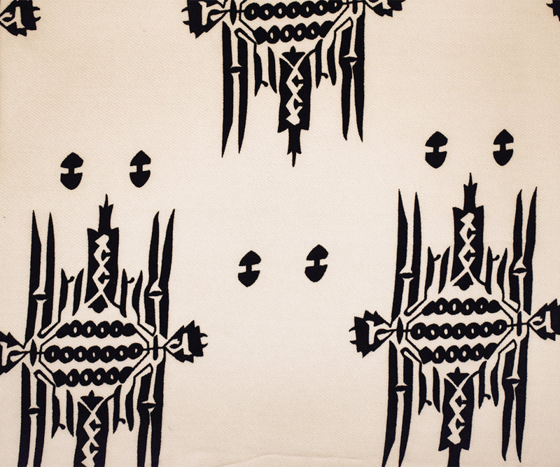 Beige-Black Poly Poly Abstract Aztec Velvet Flocked Chiffon Woven Fabric