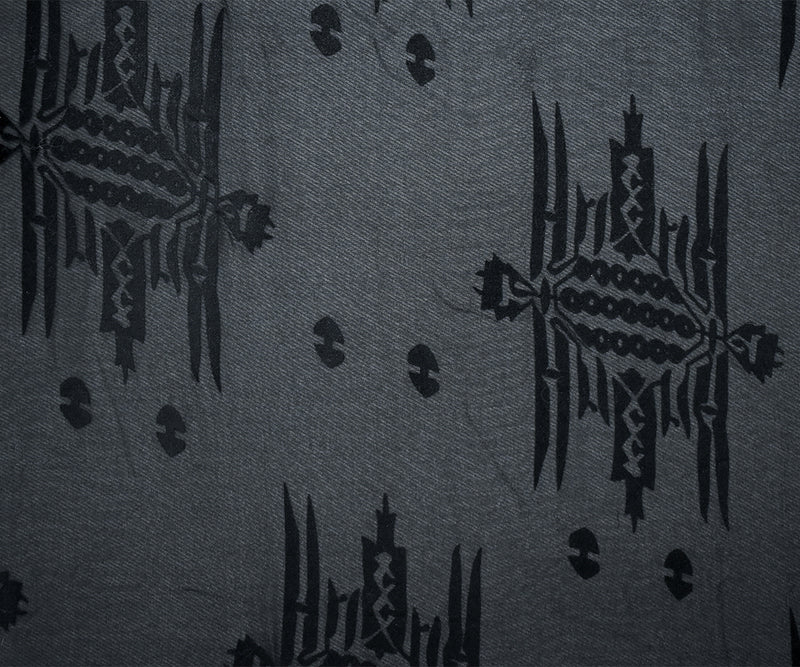 Black Poly Aztec Motif Velvet Flocked Chiffon Woven Fabric