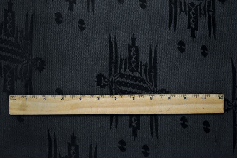 Black Poly Aztec Motif Velvet Flocked Chiffon Woven Fabric