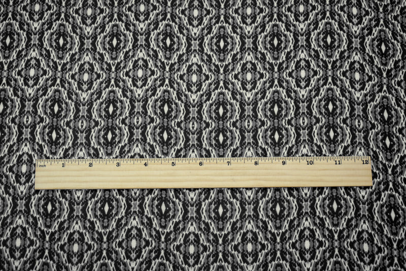 Black-Gray-White Polyester Aztec Printed Chiffon Woven Fabric