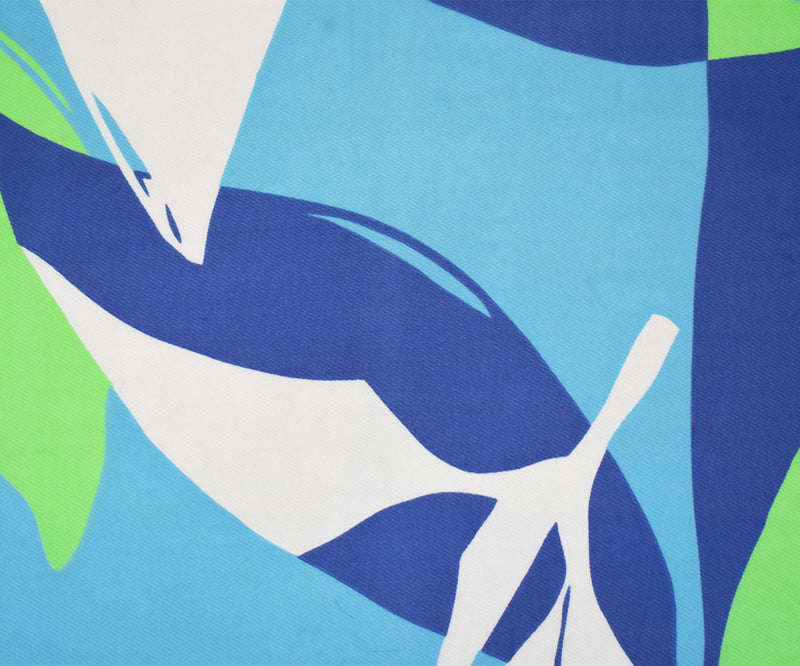 1 3/4 YD PC-Blue-Green-Multi Polyester Leaves Printed Chiffon Woven Fabric