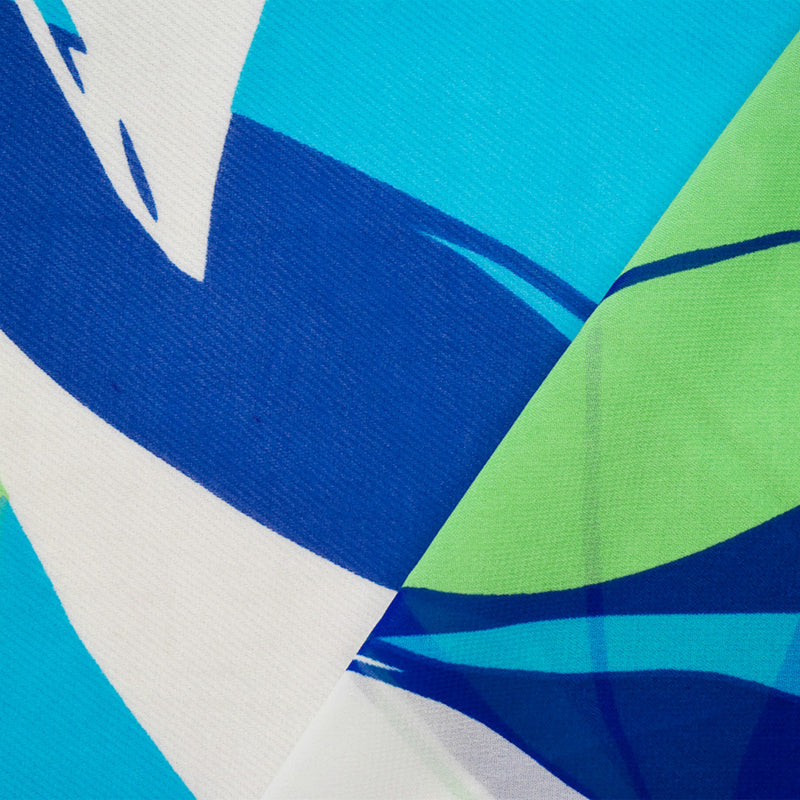 1 3/4 YD PC-Blue-Green-Multi Polyester Leaves Printed Chiffon Woven Fabric