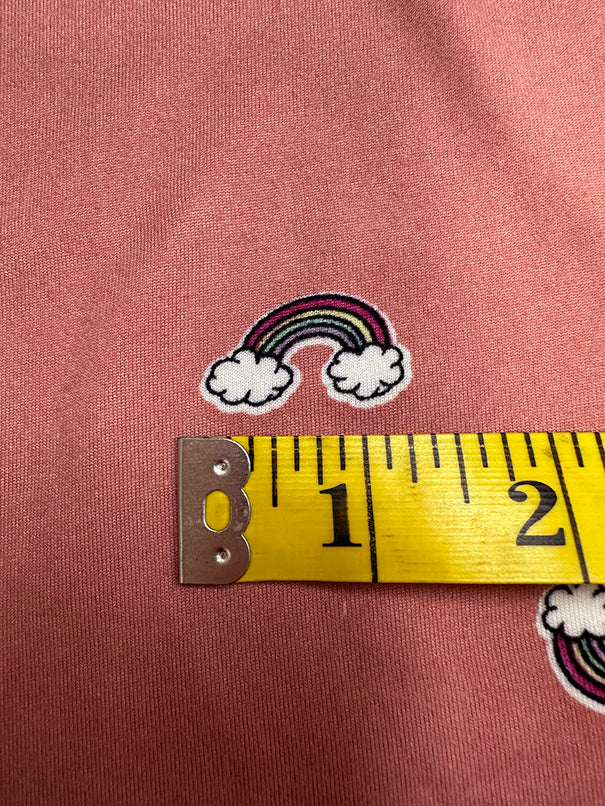Dark Peach Rainbow Print Double Brushed Jersey Knit Fabric