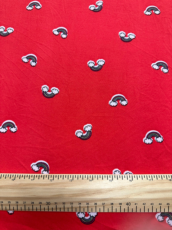 Red Rainbow Double Brushed Jersey Knit Fabric