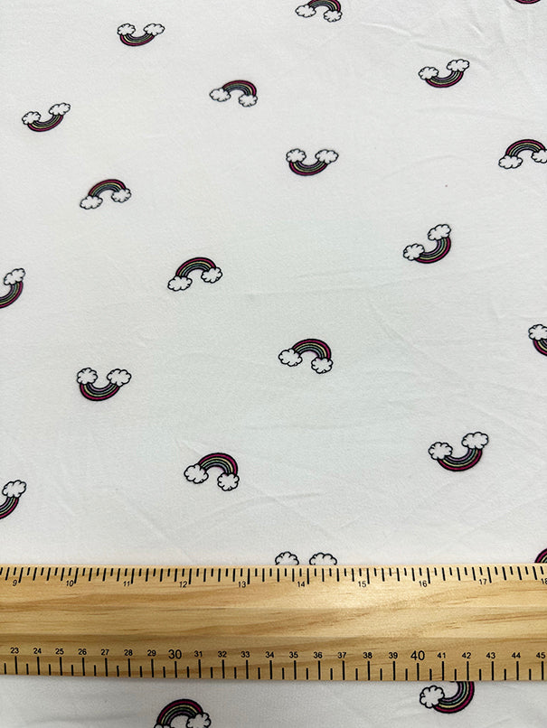 White Rainbow Double Brushed Jersey Knit Fabric