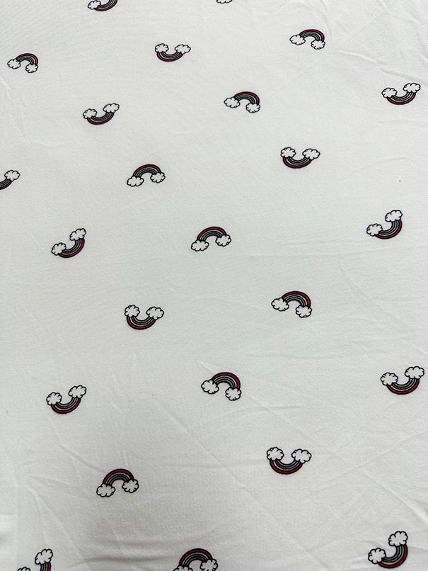 White Rainbow Double Brushed Jersey Knit Fabric
