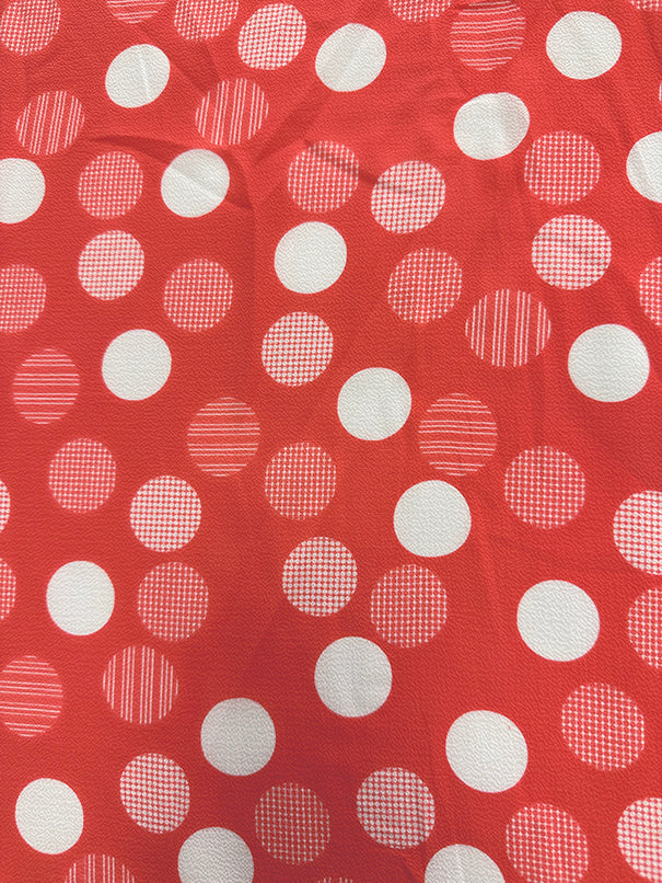 2 5/8 YD PC-Coral and White Dot Georgette Fabric