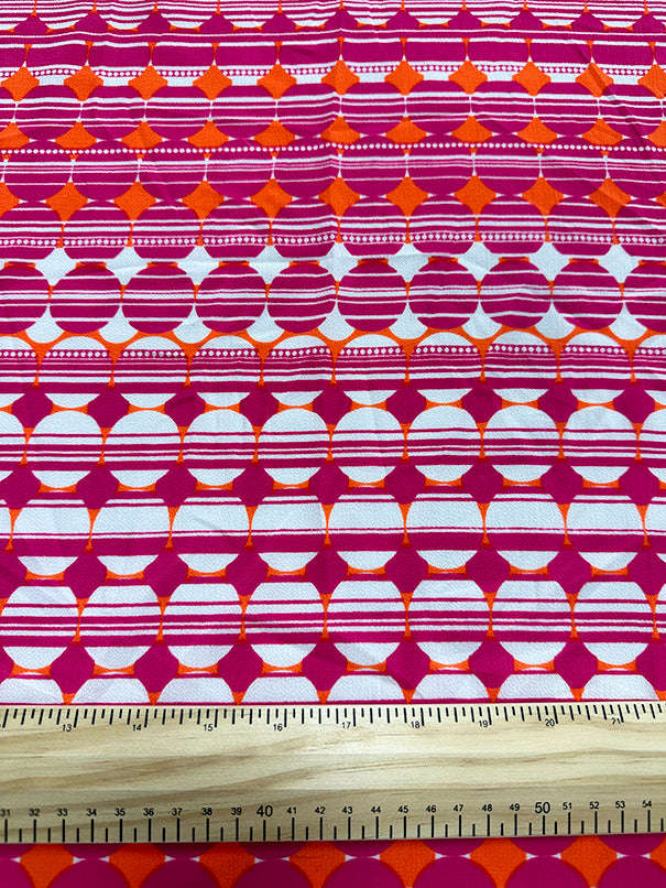 Hot Pink Multi Color Dot Diamond Print Georgette Fabric