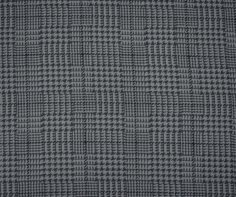 2 1/8 YD PC-Black-Gray Cotton Abstract Glen Plaid Print Stretch Twill Woven Fabric