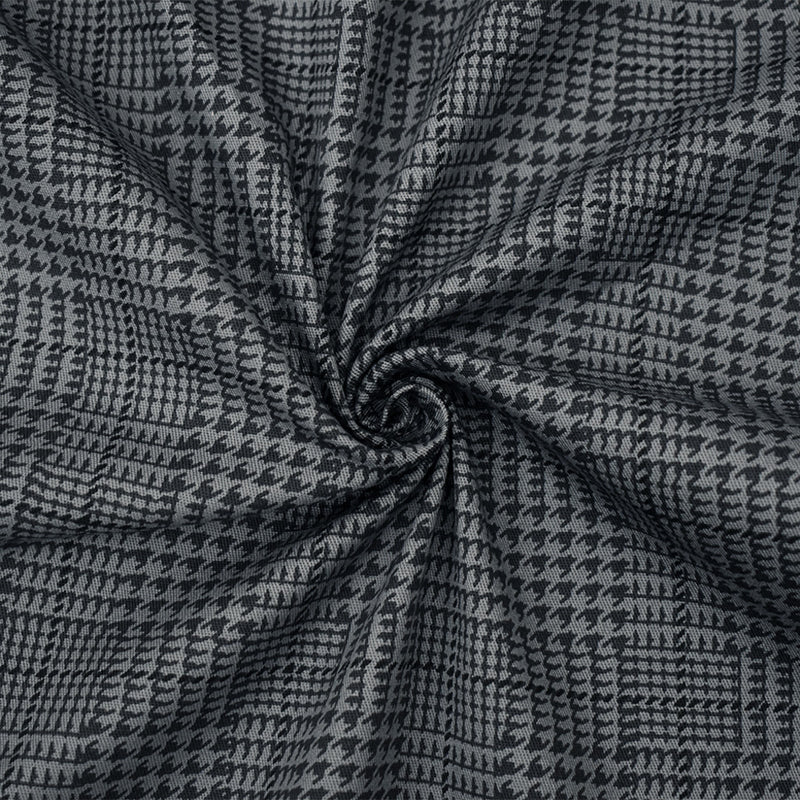 2 1/8 YD PC-Black-Gray Cotton Abstract Glen Plaid Print Stretch Twill Woven Fabric