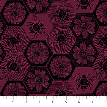 Indelible Ink Busy Mulberry Cotton 44"/45" Fabric Per Yard