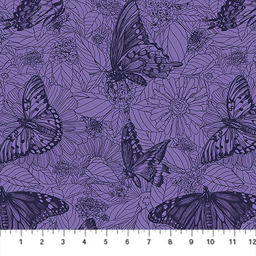 Indelible Ink Winging It Blueberry Cotton 44"/45" Fabric Per Yard