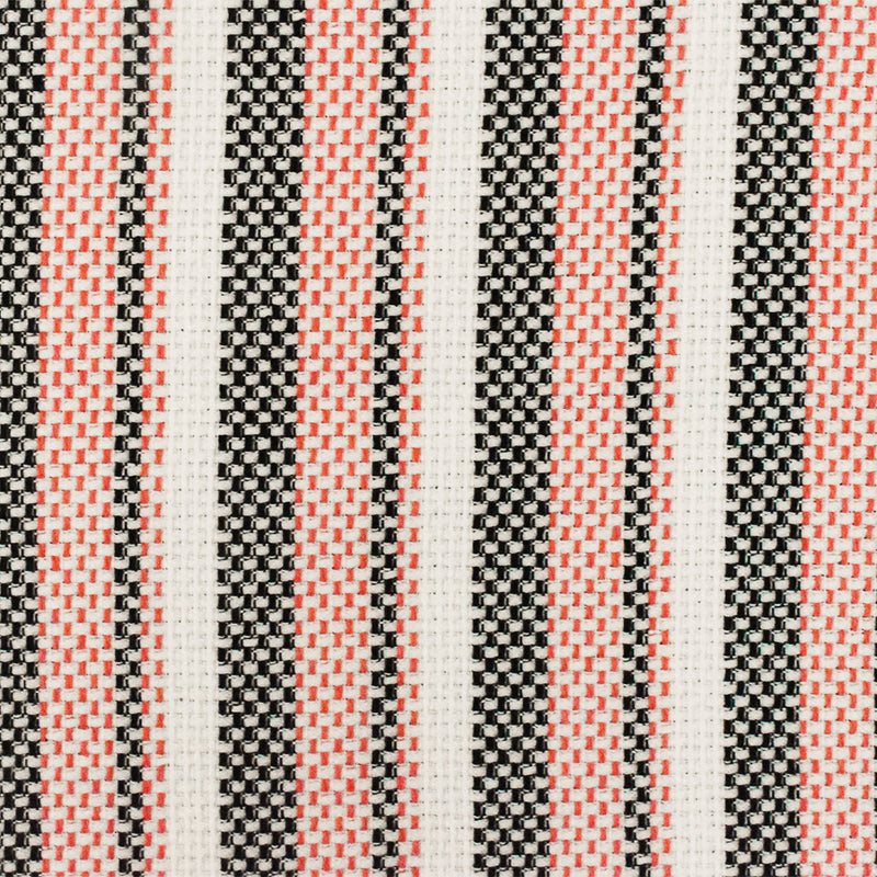 Bright Orange-Black-White Stripe Poly-Linen Dobby Woven Fabric