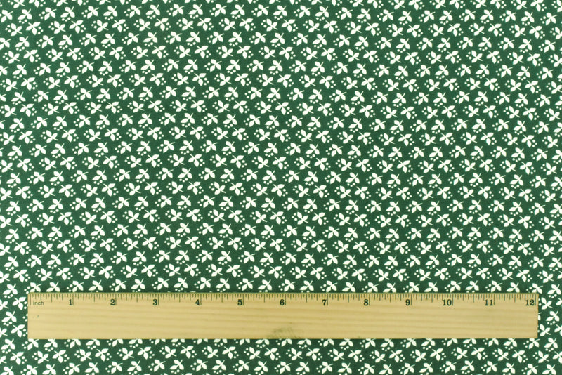 Herbal Green-Ivory Leaves Printed Rayon Challis Woven Fabric
