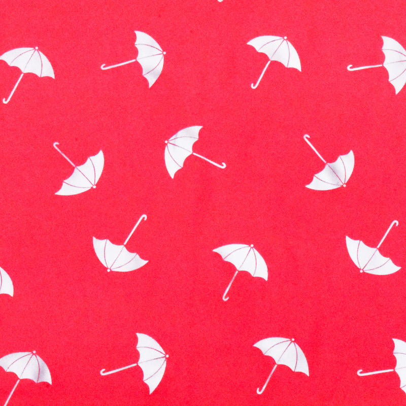 Caral Red-Silver Umbrella Foil Printed Polyester Chiffon Woven Fabric