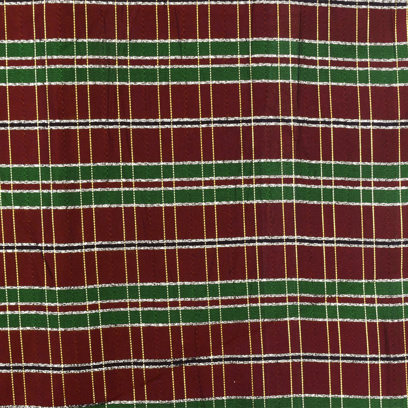 Holiday Red-Green-Multi Plaid Metallic Taffeta Woven Fabric