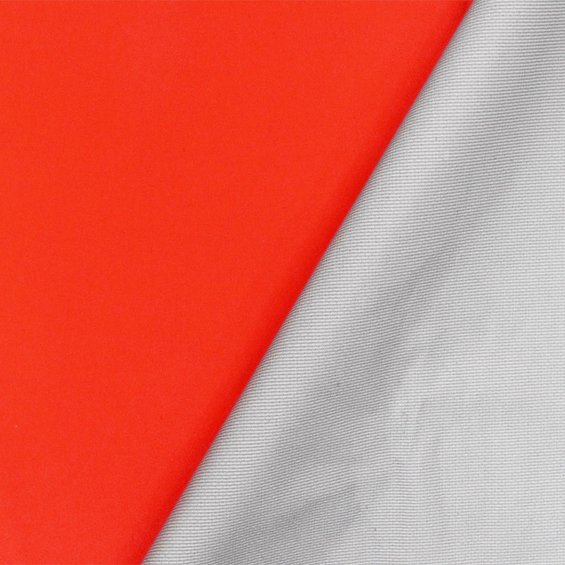 Orange- Silver Gray Solid Nylon Bonded Rainwear Fabric