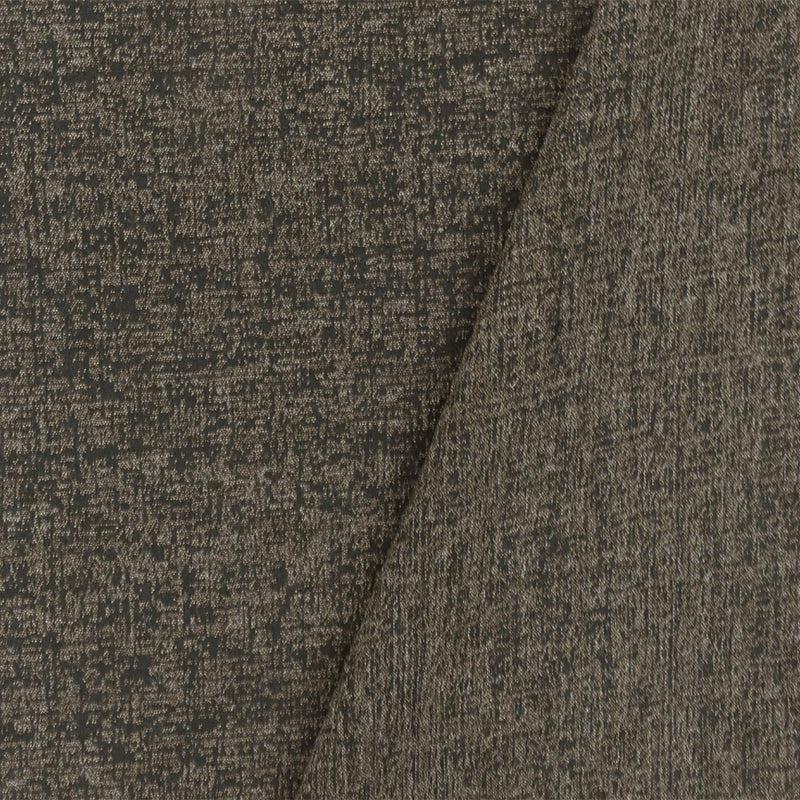 1 1/2 YD PC-Stone Brown-Black Abstract Jacquard Stretch Wool Blend Knit Fabric