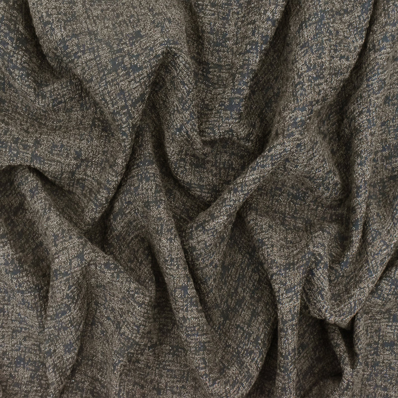 1 1/2 YD PC-Stone Brown-Black Abstract Jacquard Stretch Wool Blend Knit Fabric